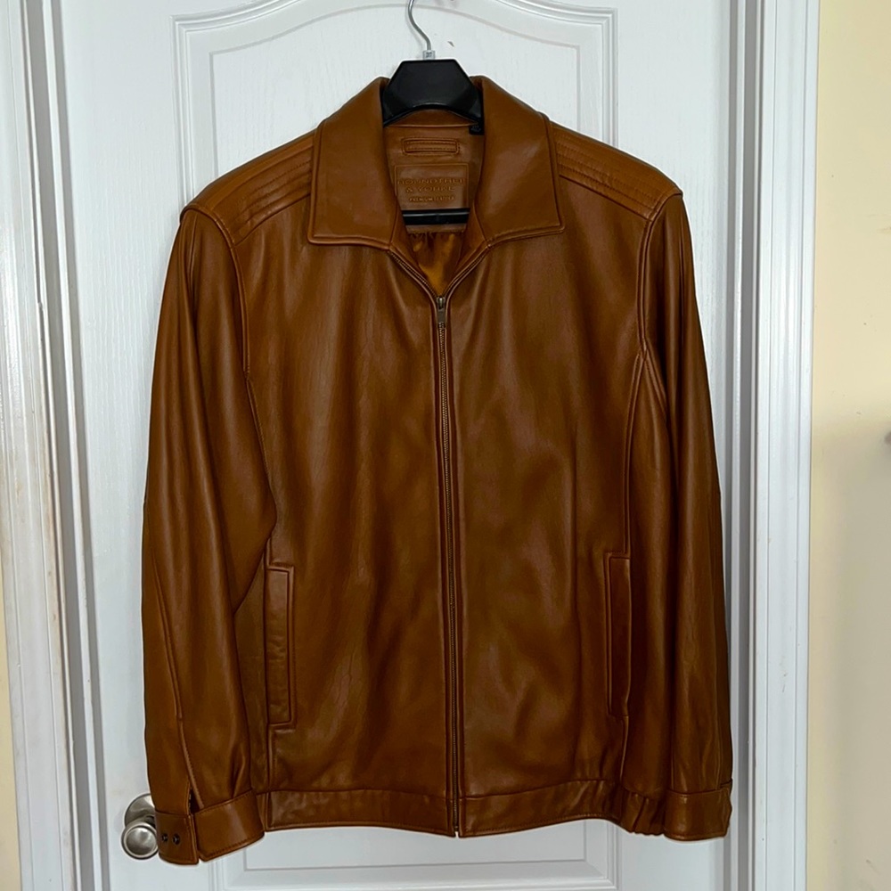 NWOT Big & Tall Roundtree & Yorke Genuine Lambskin  Soft Leather Men Jacket 2XL